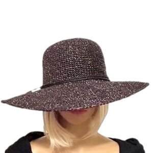 Hawaiian Headgear Black with Silver Speckled Straw Woven Hat